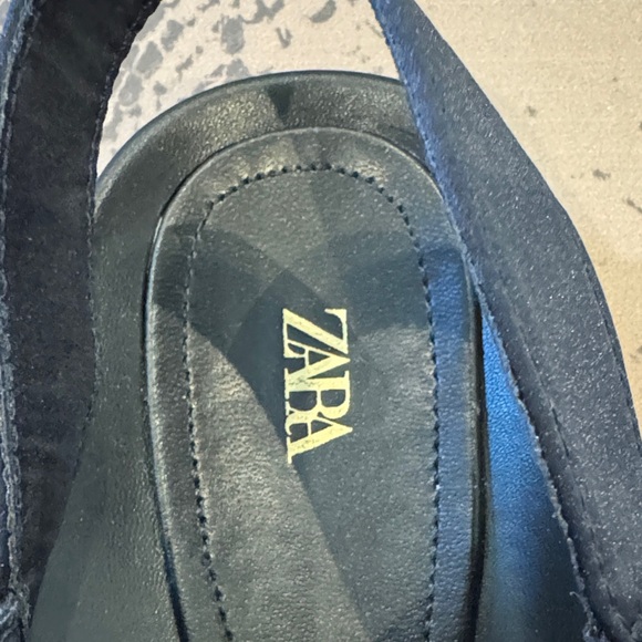 Zara Women's Blue Satin Buckle Sandals - Picture 2 of 6